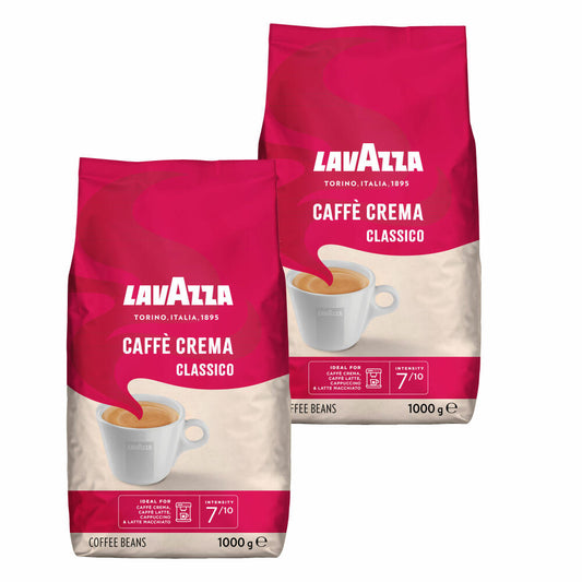 Lavazza Coffee Caffe Crema Classico, whole beans, bean coffee, set, 2 x 1000 g