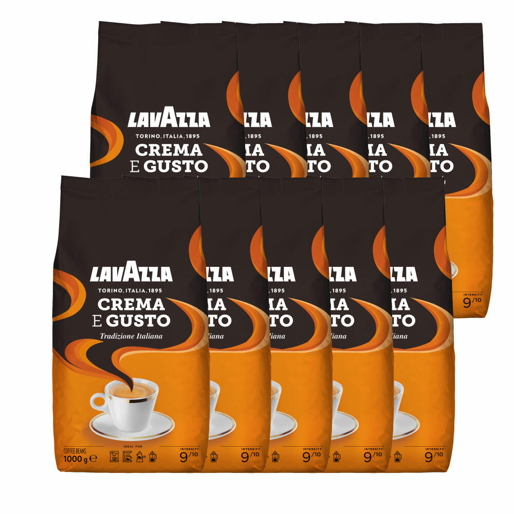 Lavazza Kaffee Crema E Gusto, ganze Bohnen, Bohnenkaffee, Set, 10 x 1000 g