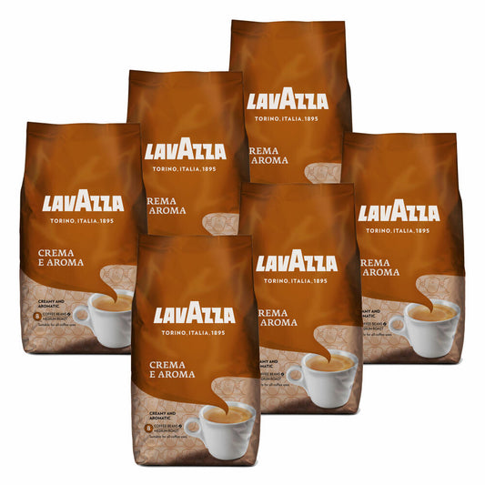 Lavazza Coffee Beans Crema E Aroma, Bean Coffee, Pack of 6, 6 x 1000g