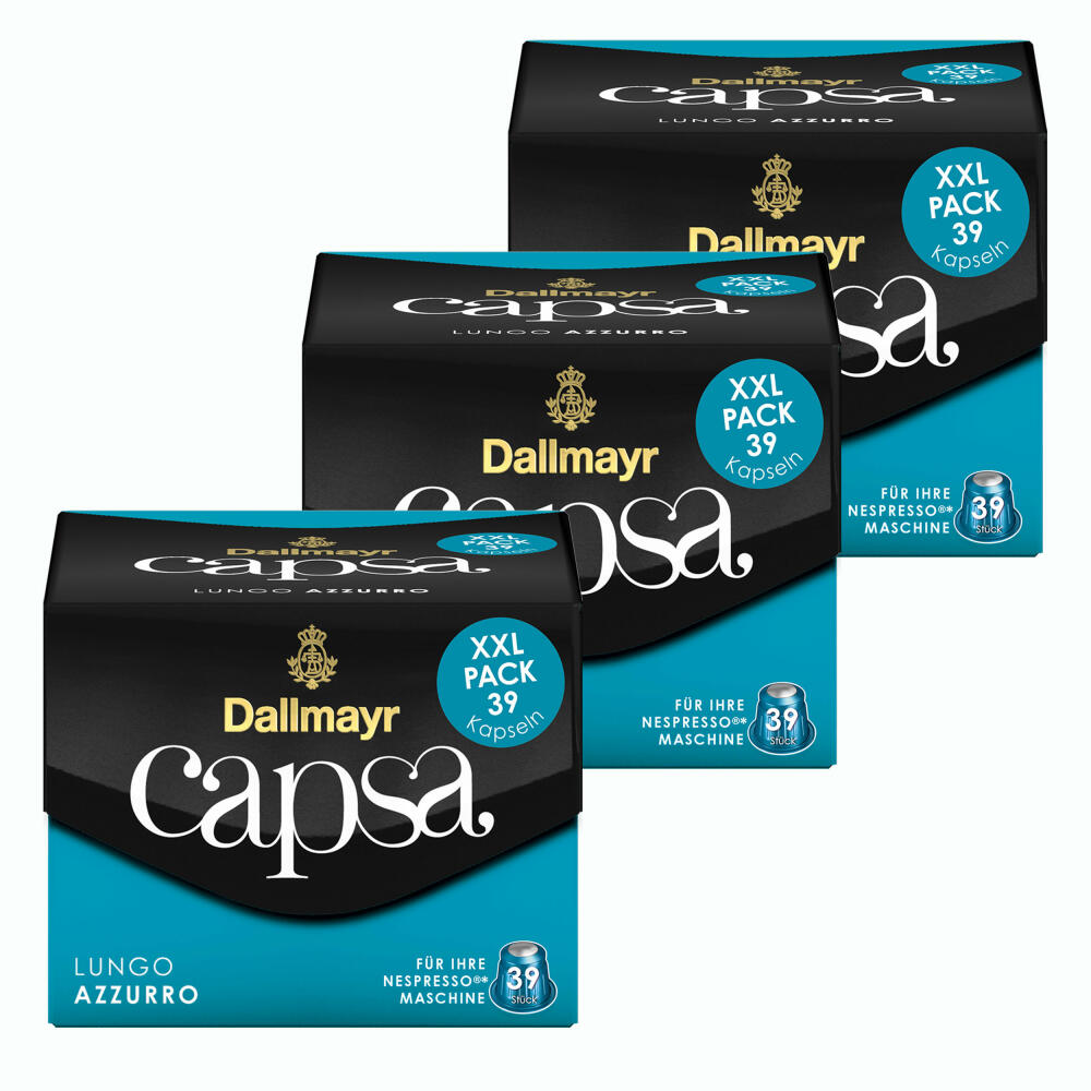 Dallmayr Capsa Lungo Azzurro XXL Nespresso Compatible Capsule, Roasted Coffee, Coffee, 117 Capsules á 5.6 g