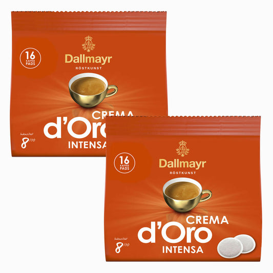 Dallmayr Crema dOro Intensa coffee pads, for all pad machines, roasted coffee, 32 pads, á 7 g