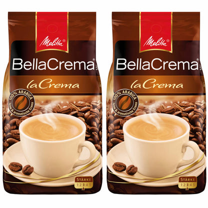 Melitta Coffee BellaCrema LaCrema whole bean, medium-strength coffee beans, 2-pack, 2 x 1000g