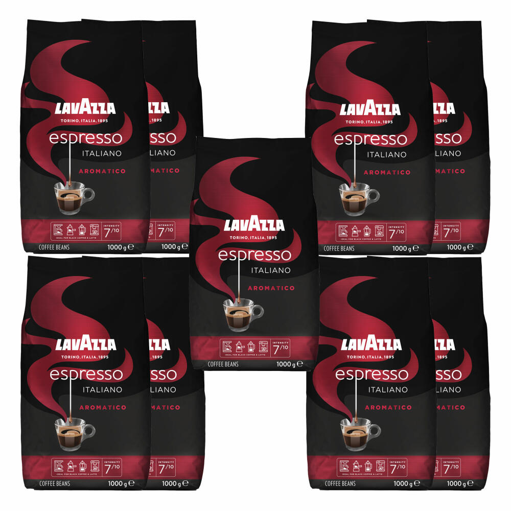 Lavazza Kaffee Espresso Italiano Aromatico, ganze Bohnen, Bohnenkaffee, Set, 9 x 1000 g