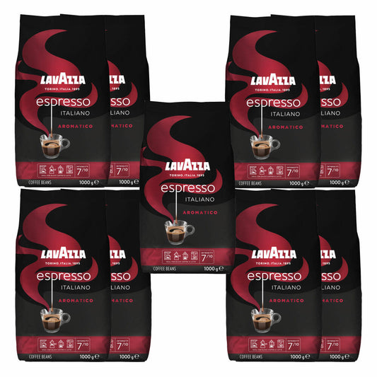 Lavazza Coffee Espresso Italiano Aromatico, whole beans, bean coffee, set, 9 x 1000 g