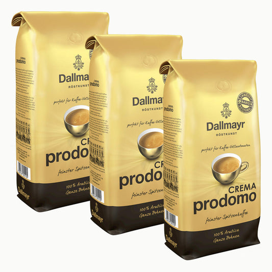 Dallmayr Crema Prodomo, bean coffee, roasted coffee, coffee, whole beans, coffee beans, 3 x 1000 g