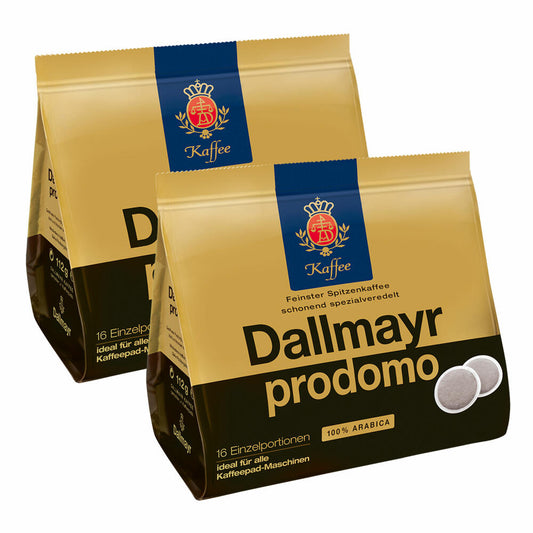 Dallmayr Prodomo coffee pads, for all pad machines, roasted coffee, specially refined, 32 pads, á 7 g