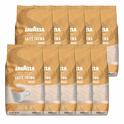 Lavazza Coffee Caffe Crema Dolce, whole beans, bean coffee, set, 10 x 1000 g