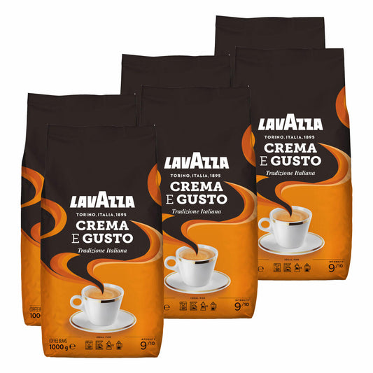 Lavazza Kaffee Crema E Gusto, ganze Bohnen, Bohnenkaffee, Set, 6 x 1000 g