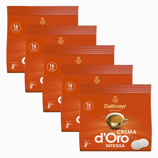 Dallmayr Crema dOro Intensa coffee pads, for all pad machines, roasted coffee, 80 pads, 7 g each