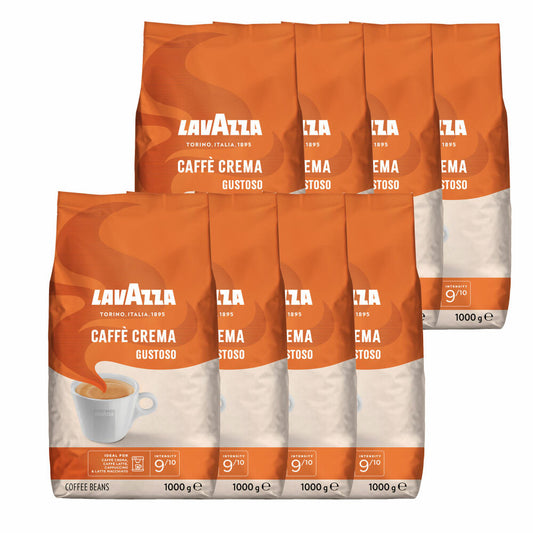 Lavazza Coffee Caffe Crema Gustoso, whole beans, bean coffee, set, 8 x 1000 g