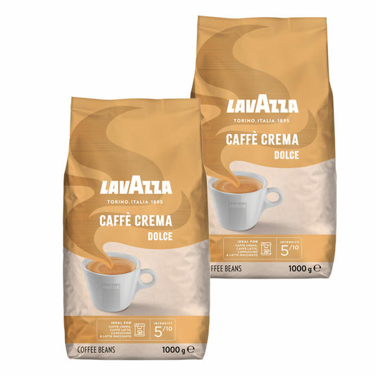 Lavazza Coffee Caffe Crema Dolce, whole beans, bean coffee, set, 2 x 1000 g