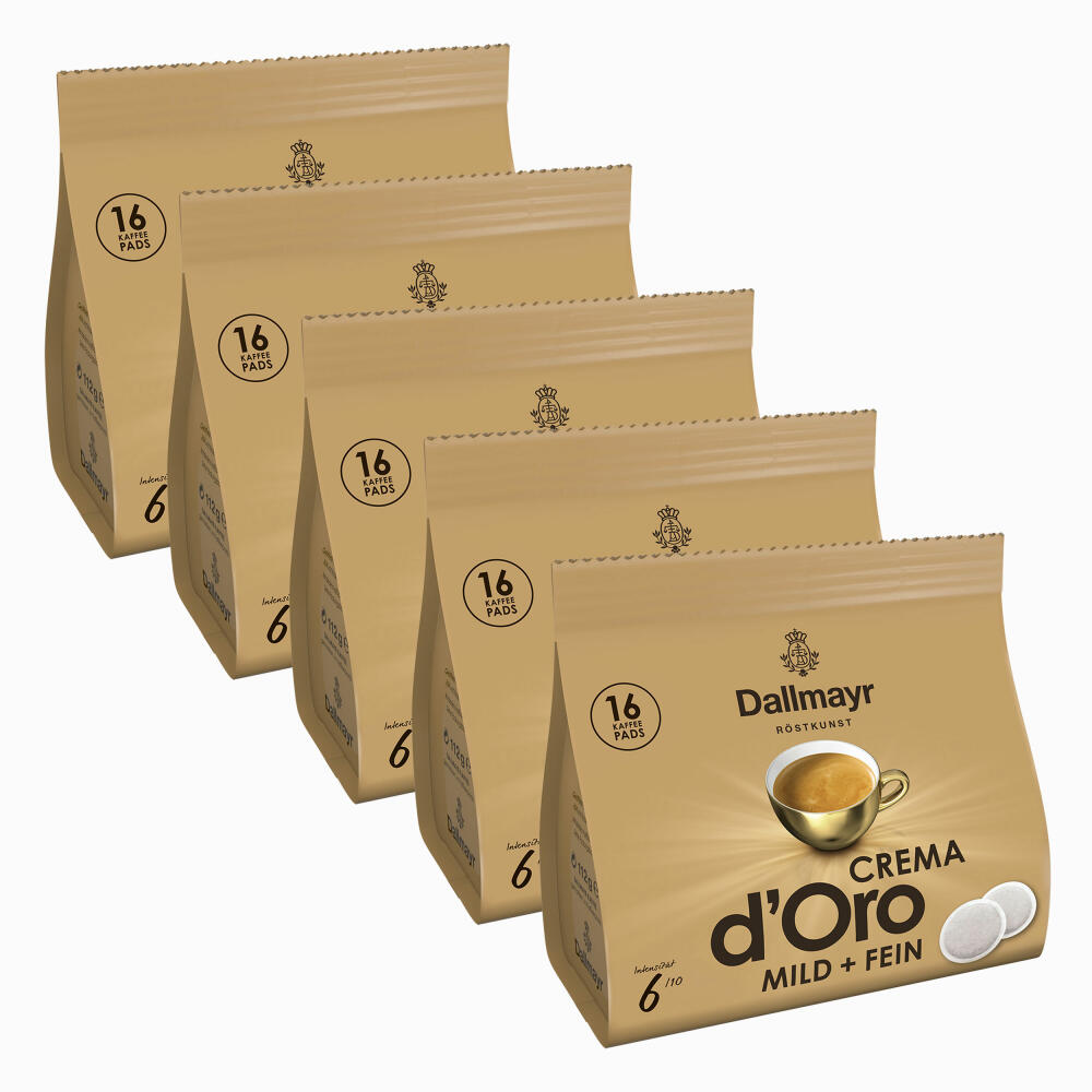 Dallmayr Crema d'Oro Mild &amp; Fine, for all pad machines, roasted coffee, 80 pads, 7 g each