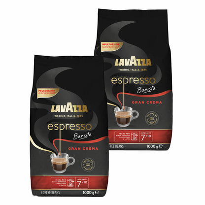 Lavazza Coffee Espresso Barista Gran Crema, whole beans, bean coffee, set, 2 x 1000 g