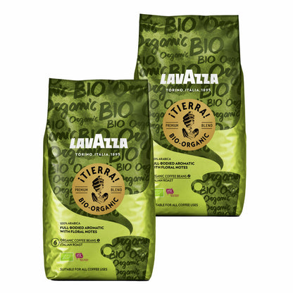 Lavazza Coffee Tierra Bio Organic, whole beans, bean coffee, set, 2 x 1000 g