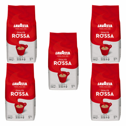 Lavazza Kaffee Qualita Rossa, ganze Bohnen, Bohnenkaffee, Set, 5 x 1000 g