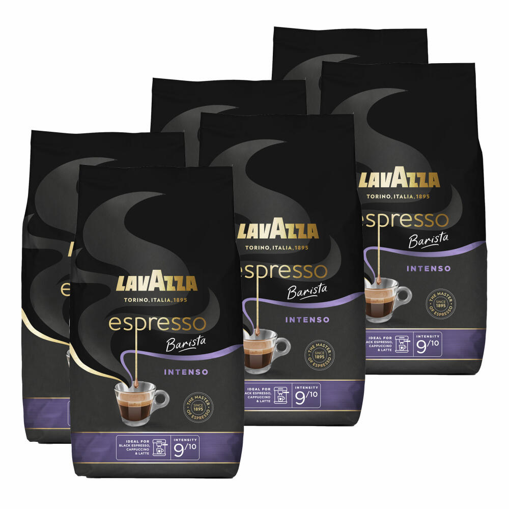 Lavazza Coffee Espresso Barista Intenso, whole beans, bean coffee, set, 6 x 1000 g