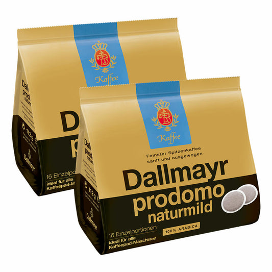 Dallmayr Prodomo Natur Mild coffee pads, for all pad machines, roasted coffee, mild, 32 pads, á 7 g