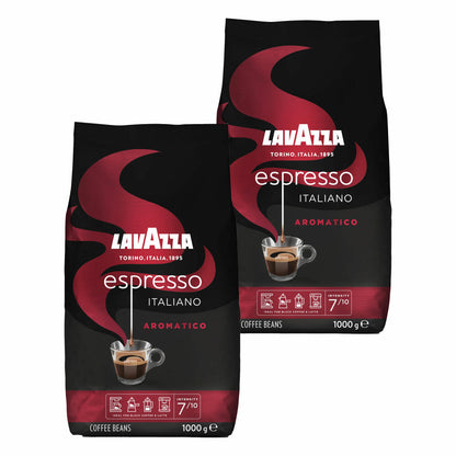 Lavazza Coffee Espresso Italiano Aromatico, whole beans, bean coffee, set, 2 x 1000 g