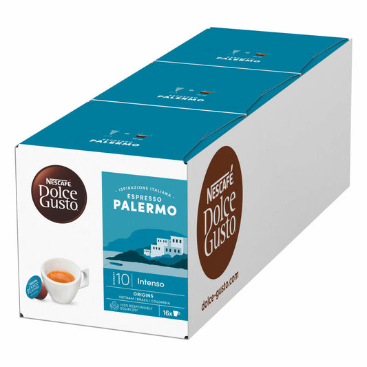 Nescafé Dolce Gusto Espresso Palermo 3er Set, Röstkaffee, Kaffeekapseln, 3 x 16 Kapseln