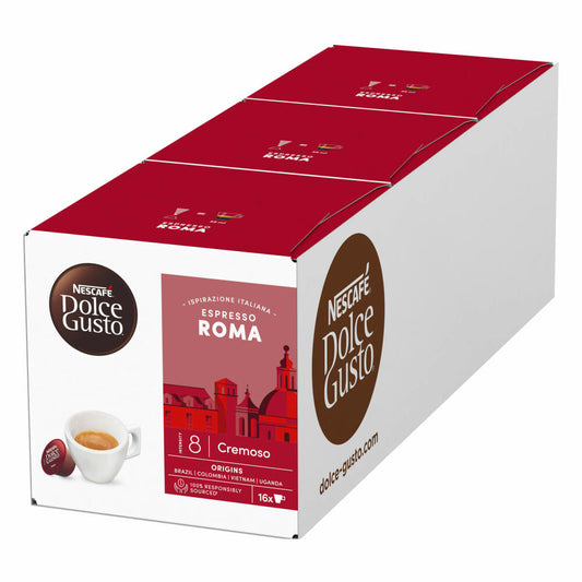 Nescafé Dolce Gusto Espresso Roma 3er Set, Röstkaffee, Kaffeekapseln, 3 x 16 Kapseln