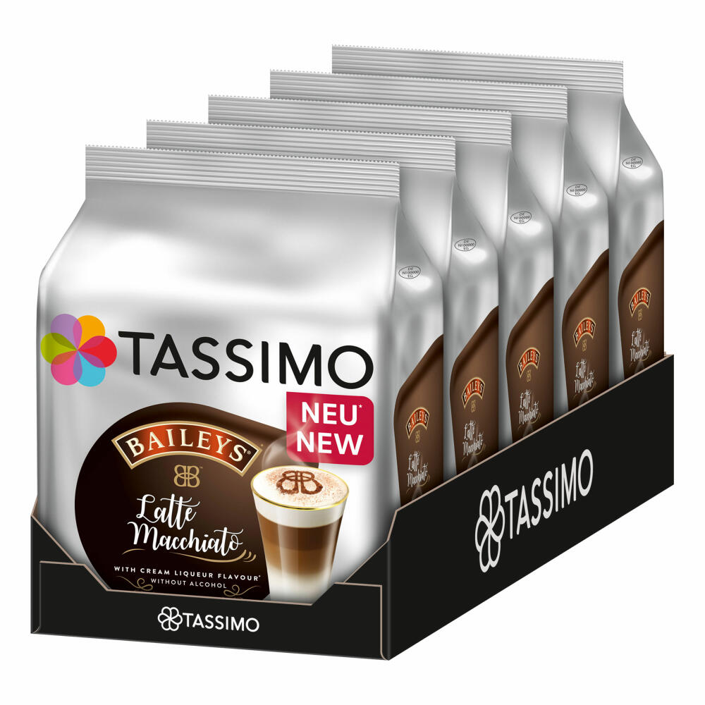 Tassimo Latte Macchiato Baileys, coffee with cream liqueur flavor, coffee capsule, T-Disc, milk coffee, 40 servings