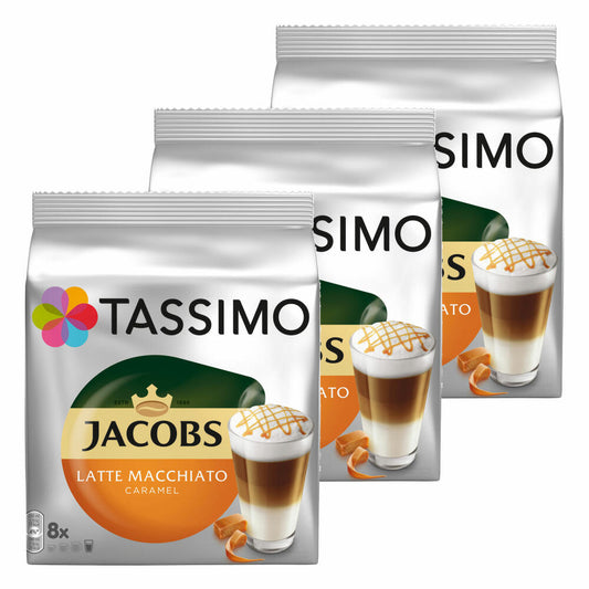 Tassimo Jacobs Latte Macchiato Caramel, coffee, caramel, milk coffee, capsule, 48 T-Discs / 24 servings