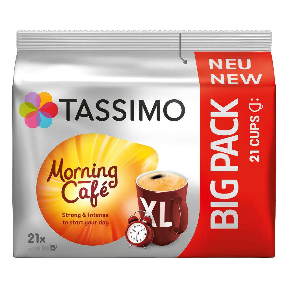 Tassimo Morning Cafe XL, 2er Pack, Frühstücks Kaffee, Morgen Kaffeekapsel, Gemahlener Röstkaffee, 42 T-Discs