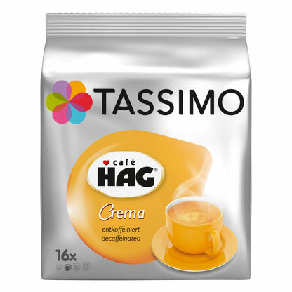 Tassimo Café HAG Crema Entkoffeiniert, Kaffeekapsel, Koffeinfreier Kaffee, Röstkaffee, 32 T-Discs