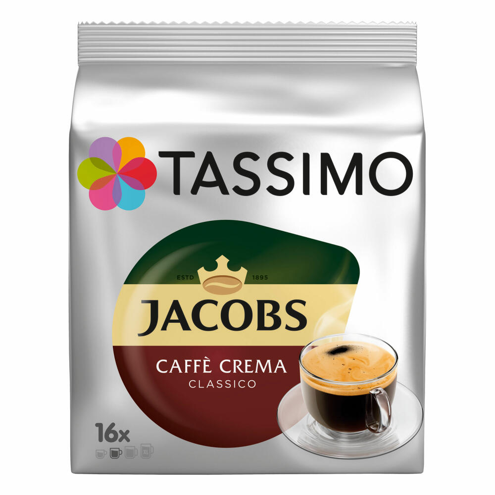 Tassimo Jacobs Caffè Crema Classico, coffee with fine crema, pack of 5, 5 x 16 T-Discs