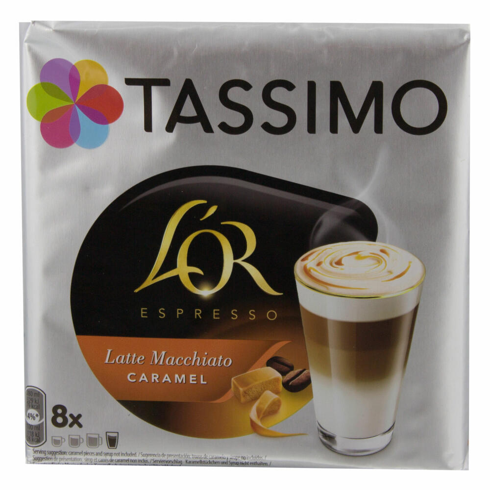 Tassimo LOr Espresso Latte Macchiato Caramel, Coffee, Coffee Capsule, T-Disc, Milk Coffee, 32 Servings