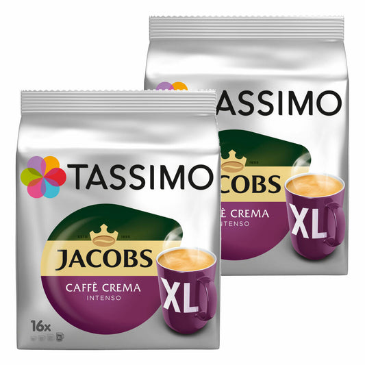 Tassimo Jacobs Caffè Crema Intenso XL, coffee capsule, coffee capsule, ground roasted coffee, 32 T-Discs