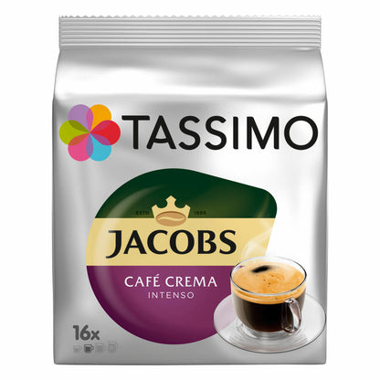 Tassimo Jacobs Caffè Crema Intenso Geschenkset mit Glas, 5-tlg, Kaffee, intensiv & kräftig