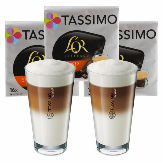 Tassimo L'Or Espresso Delizioso Geschenkset mit Glas, 5-tlg., Kaffee, Kaffeekapsel, Gemahlener Röstkaffee, T-Discs