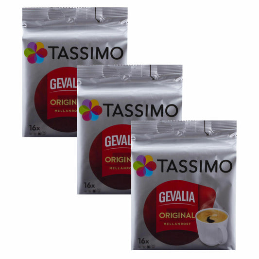 Tassimo Gevalia Original Mellanrost, 3er Pack, Kaffee, Arabica, Kaffeekapsel, Gemahlener Ršstkaffee, 48 T-Discs