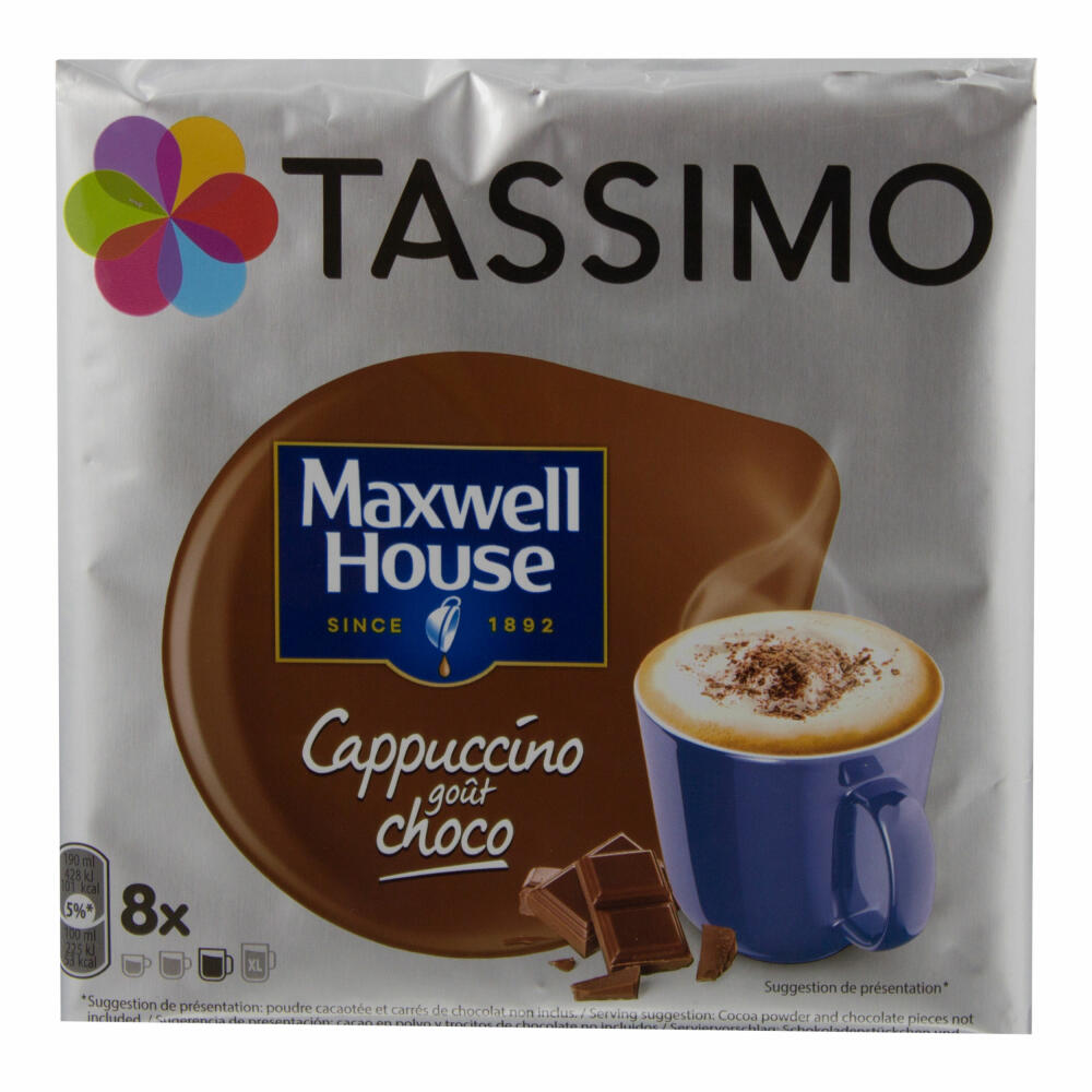 Tassimo Maxwell House Cappuccino Choco, Coffee, Coffee Capsule, T-Disc, Chocolate, 32 Servings