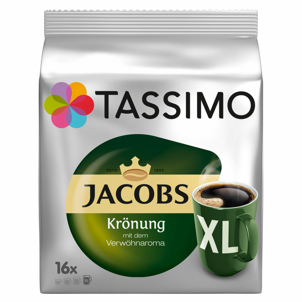 Tassimo Jacobs Krönung XL, Kaffee, Arabica, Kaffeekapsel, gemahlener Röstkaffee, 2 x 16 T-Discs