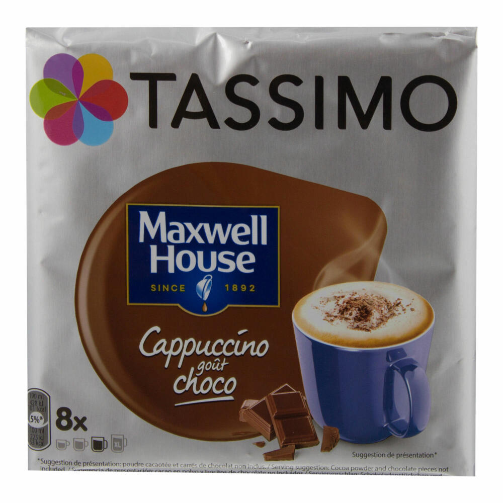 Tassimo Maxwell House Cappuccino Choco, Coffee, Coffee Capsule, T-Disc, Chocolate, 8 Servings