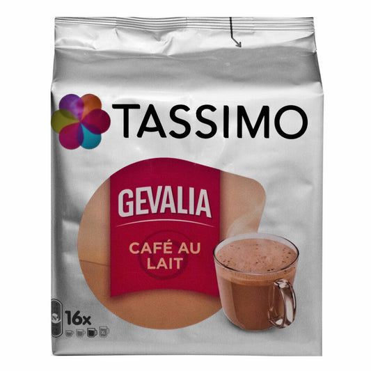 Tassimo Gevalia Cafe au Lait 5er Pack, Milchkaffee, Kaffee Kapseln, gemahlener Röstkaffee, 80 T-Discs / Portionen