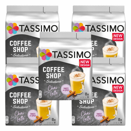 Tassimo Chai Latte Set of 5, Coffee Shop Selections, Chai Tea, Hot Drink, 5 x 8 T-Discs / Portions