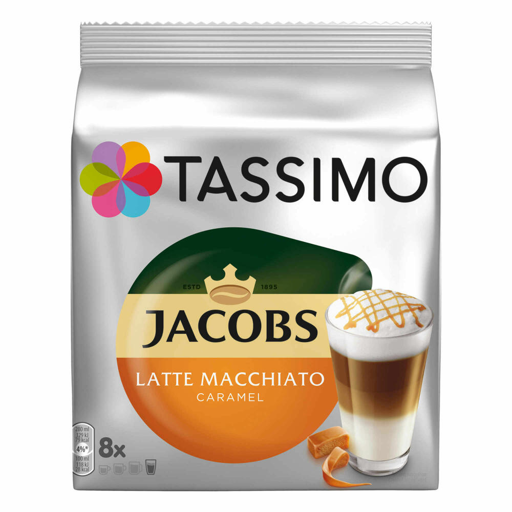 Tassimo Jacobs Latte Macchiato Caramel Gift Set with Glass, 5-pcs., Coffee, Caramel, Latte, Capsule, T-Discs