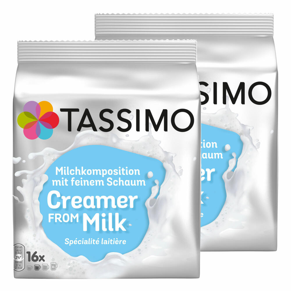 Tassimo milk composition, coffee, milk capsule, milk foam, pack of 2, 2 x 16 T-Discs