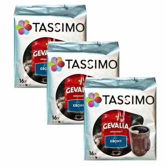 Tassimo Gevalia Mšrkrost Ebony, pack of 3, coffee, coffee capsule, ground roasted coffee, 48 T-Discs