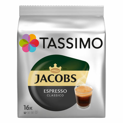 Tassimo Jacobs Espresso, Coffee, Coffee Capsule, Ground Roasted Coffee, 16 T-Discs