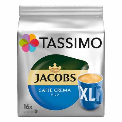 Tassimo Jacobs Caffè Crema mild XL, coffee capsule, coffee capsule, ground roasted coffee, 2x16 (32) T-Discs