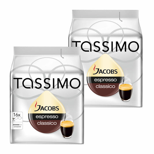 Tassimo Jacobs Espresso Classico, Kaffee, Kaffeekapsel, gemahlener Röstkaffee, 2 x 16 T-Discs