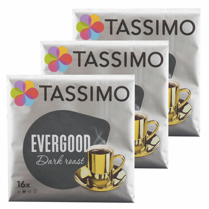 Tassimo Evergood Dark Roast, Coffee, Ground Roasted Coffee, Coffee Capsule, T-Disc, 48 Servings