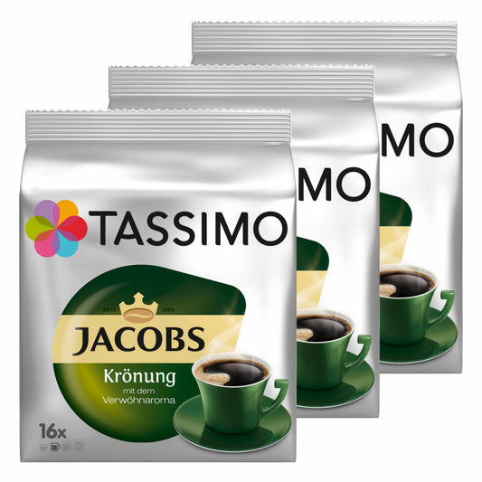 Tassimo Jacobs Krönung Coffee Arabica Coffee Capsule Ground Roasted Coffee 3-Pack 3 x 16 T-Discs