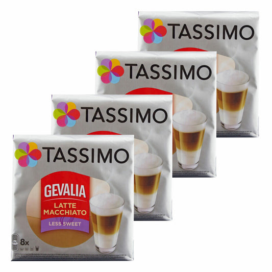 Tassimo Gevalia Latte Macchiato Less Sweet, Weniger Süß, Gemahlener Röstkaffee, Kaffeekapsel, 64 T-discs / 32 Portionen