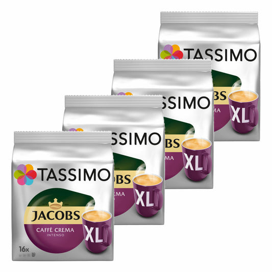 Tassimo Jacobs Caffè Crema Intenso XL, coffee capsule, coffee capsule, ground roasted coffee, 64 T-Discs