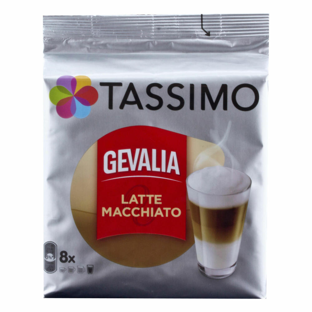 Tassimo Gevalia Latte Macchiato, coffee capsule, T-Disc, milk coffee, roasted coffee, 8 servings